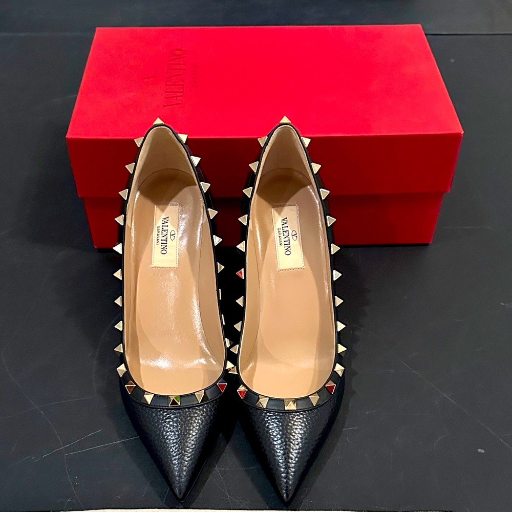 Valentino Black and Gold‎ Studded Heels